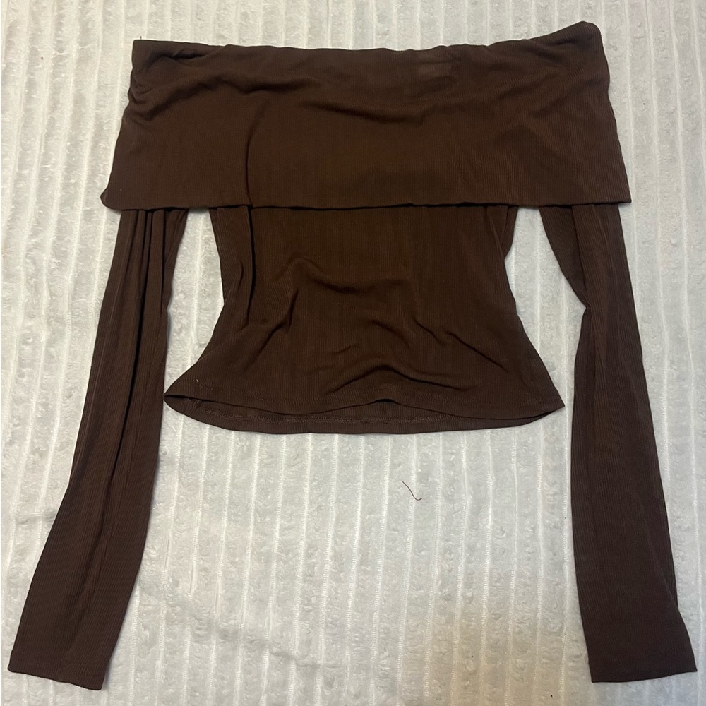 Elegant Brown Off-Shoulder Top